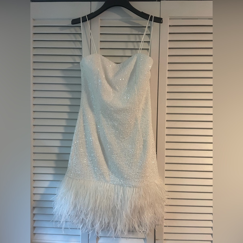 Rebecca Vallance Sylvie Dress - Sequin with Ostrich Feathers